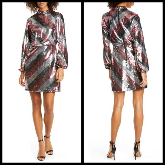 💕TED BAKER💕 Jocasta Striped Sequin Mini Dress - Picture 5 of 15